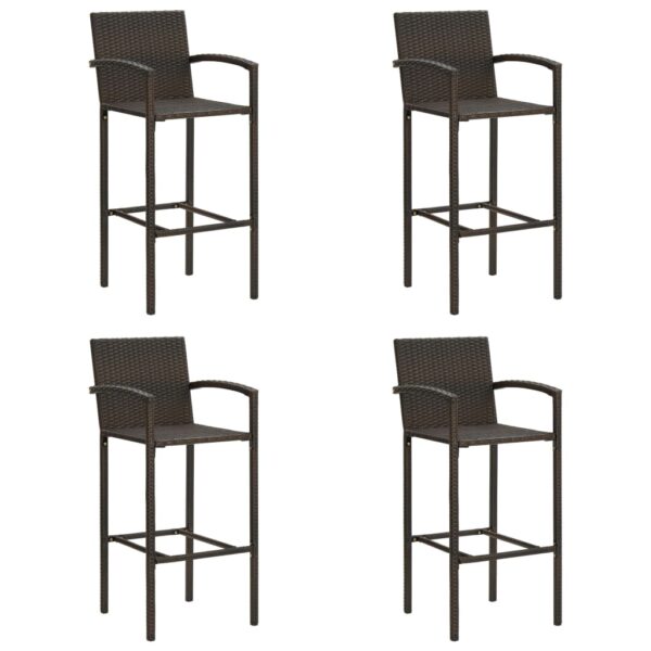 vidaXL Bar Stools 4 pcs Brown Poly Rattan