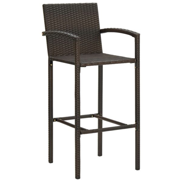 vidaXL Bar Stools 4 pcs Brown Poly Rattan - Image 2