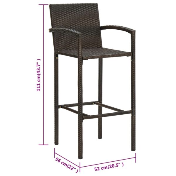 vidaXL Bar Stools 4 pcs Brown Poly Rattan - Image 8