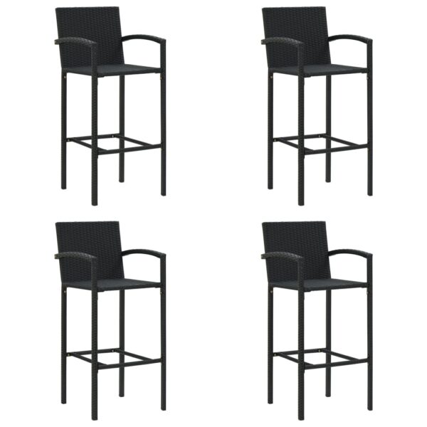 vidaXL Bar Stools 4 pcs Black Poly Rattan