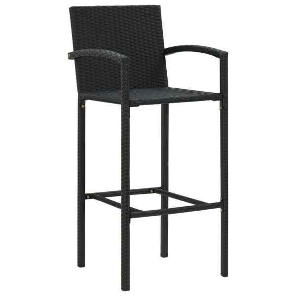 vidaXL Bar Stools 4 pcs Black Poly Rattan - Image 2