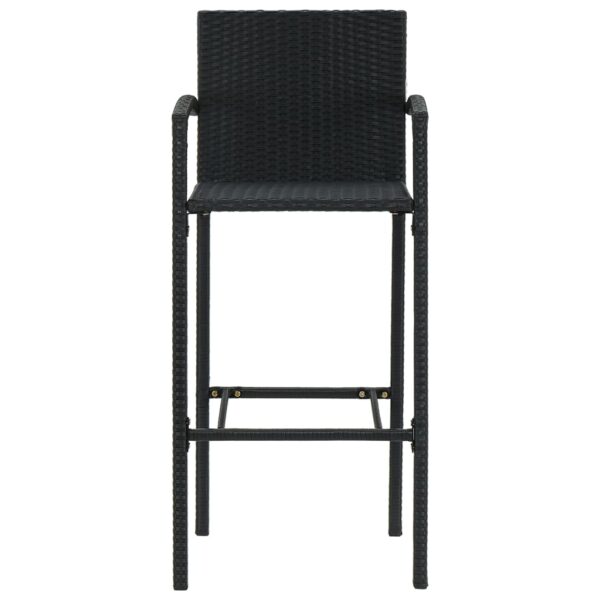 vidaXL Bar Stools 4 pcs Black Poly Rattan - Image 3