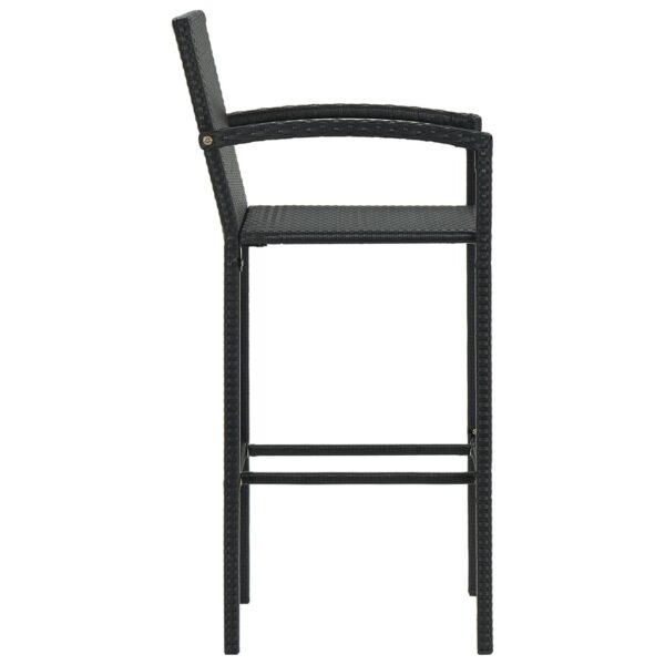 vidaXL Bar Stools 4 pcs Black Poly Rattan - Image 4