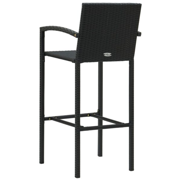 vidaXL Bar Stools 4 pcs Black Poly Rattan - Image 5