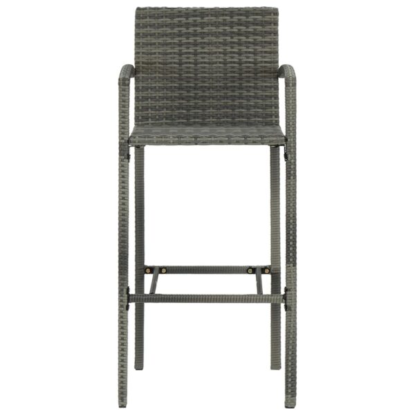 vidaXL Bar Stools 4 pcs Gray Poly Rattan - Image 3