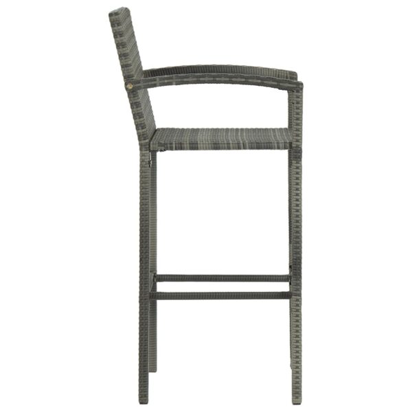 vidaXL Bar Stools 4 pcs Gray Poly Rattan - Image 4