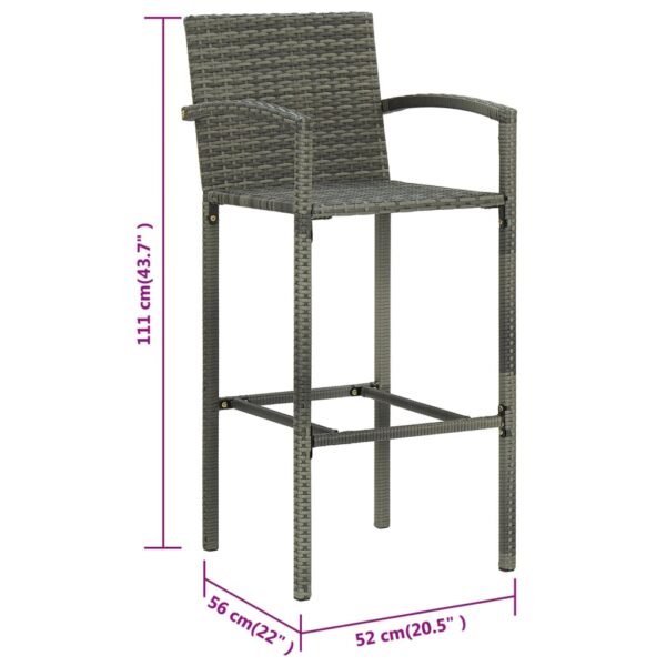 vidaXL Bar Stools 4 pcs Gray Poly Rattan - Image 8