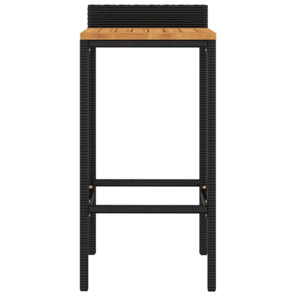 vidaXL Bar Stools 2 pcs Black Poly Rattan and Solid Wood Acacia - Image 4