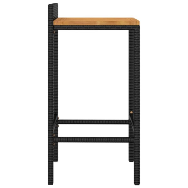 vidaXL Bar Stools 2 pcs Black Poly Rattan and Solid Wood Acacia - Image 5