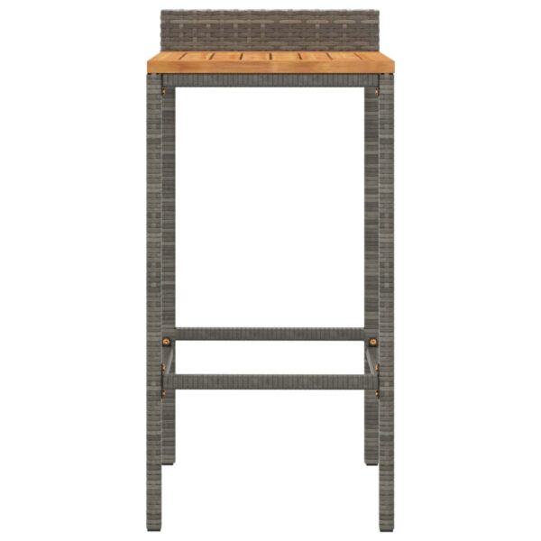 vidaXL Bar Stools 2 pcs Gray Poly Rattan and Solid Wood Acacia - Image 4