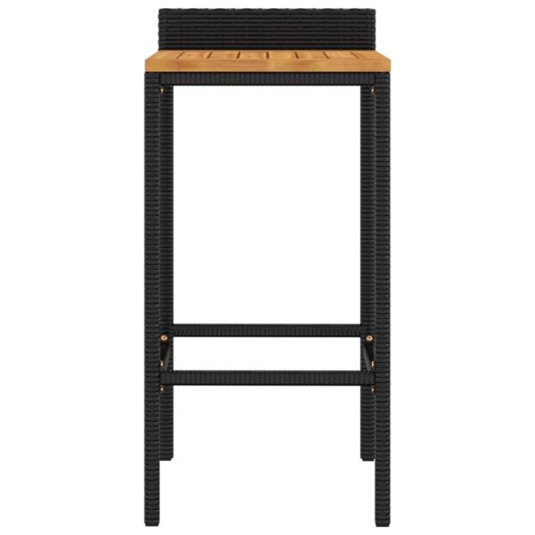 vidaXL Bar Stools 4 pcs Black Poly Rattan and Solid Wood Acacia - Image 4