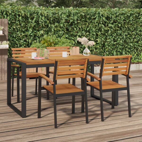 vidaXL Patio Table with U-shaped Legs 63"x31.5"x29.5" Solid Wood Acacia