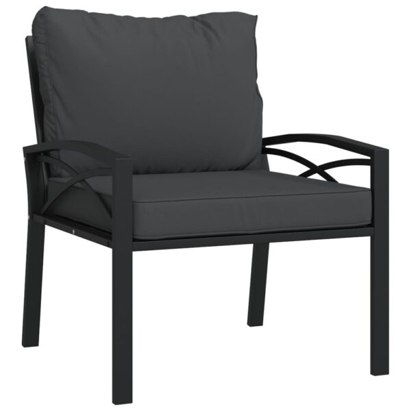 vidaXL Patio Chairs with Gray Cushions 2 pcs 26.8"x29.9"x31.1" Steel - Image 3