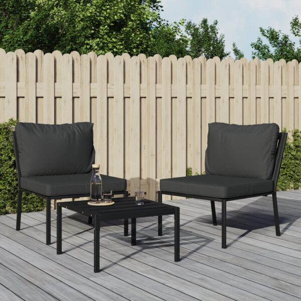 vidaXL Patio Chairs with Gray Cushions 2 pcs 23.6"x29.1"x31.1" Steel