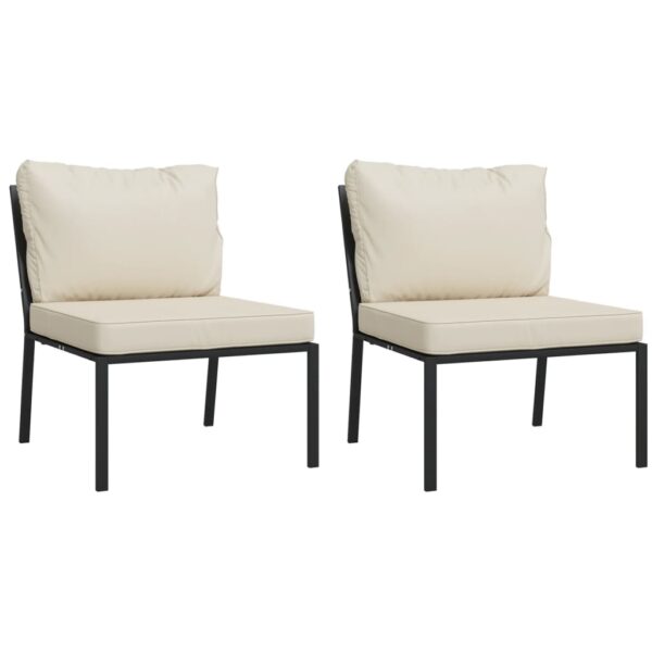 vidaXL Patio Chairs with Sand Cushions 2 pcs 23.6"x29.1"x31.1" Steel - Image 2