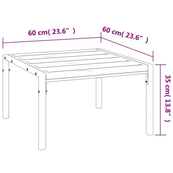 vidaXL Patio Coffee Table Black 23.6"x23.6"x13.8" Steel - Image 5