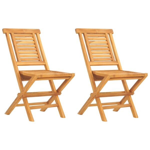 vidaXL Folding Patio Chairs 2 pcs 18.5"x24.8"x35.4" Solid Wood Teak - Image 2