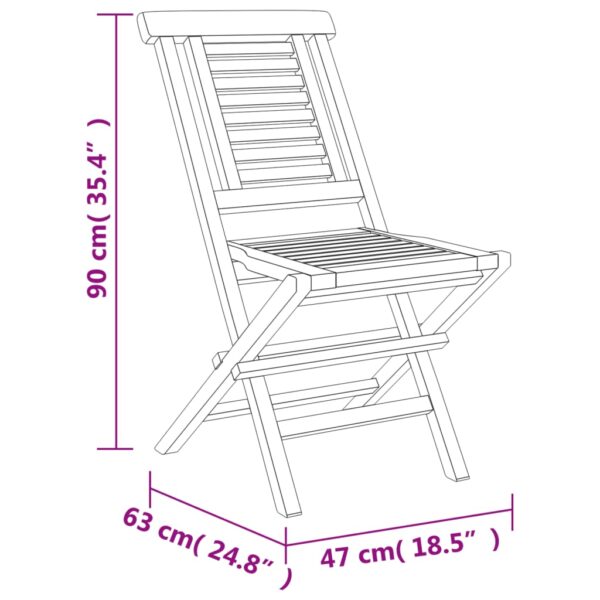 vidaXL Folding Patio Chairs 2 pcs 18.5"x24.8"x35.4" Solid Wood Teak - Image 8