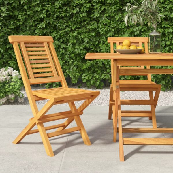 vidaXL Folding Patio Chairs 2 pcs 18.5"x24.8"x35.4" Solid Wood Teak