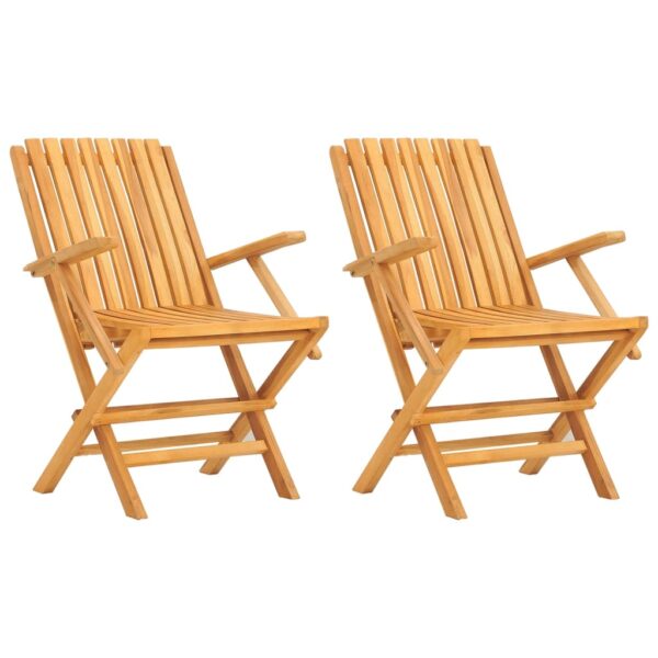 vidaXL Folding Patio Chairs 2 pcs 24"x26.4"x35.4" Solid Wood Teak - Image 2