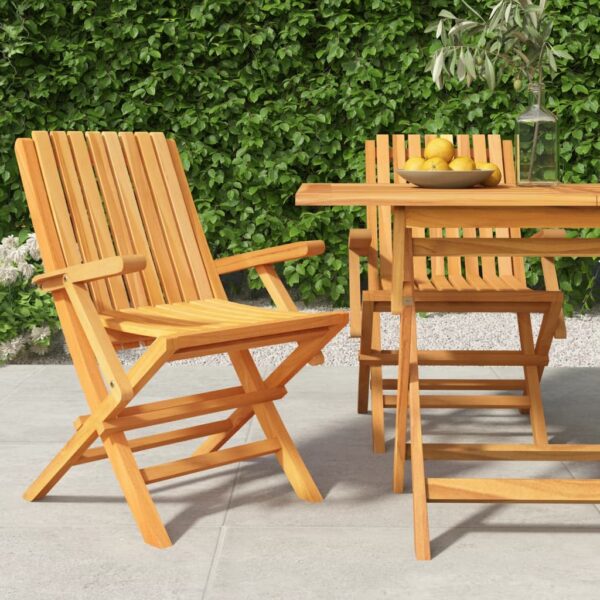 vidaXL Folding Patio Chairs 2 pcs 24"x26.4"x35.4" Solid Wood Teak