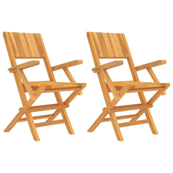 vidaXL Folding Patio Chairs 2 pcs 21.7"x24"x35.4" Solid Wood Teak - Image 2