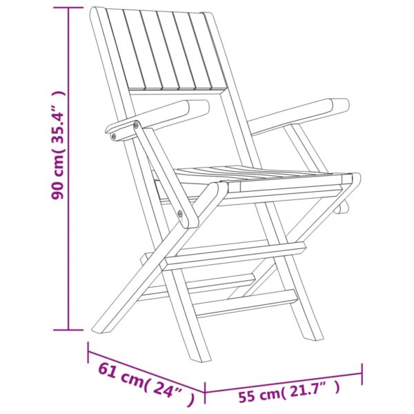 vidaXL Folding Patio Chairs 2 pcs 21.7"x24"x35.4" Solid Wood Teak - Image 8