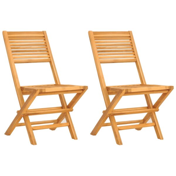 vidaXL Folding Patio Chairs 2 pcs 18.5"x24.4"x35.4" Solid Wood Teak - Image 2