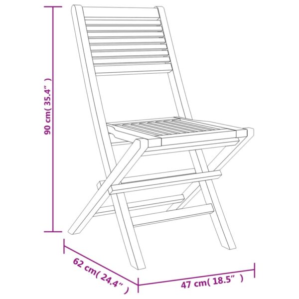 vidaXL Folding Patio Chairs 2 pcs 18.5"x24.4"x35.4" Solid Wood Teak - Image 8