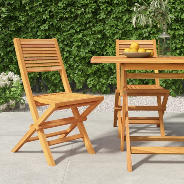 vidaXL Folding Patio Chairs 2 pcs 18.5"x24.4"x35.4" Solid Wood Teak