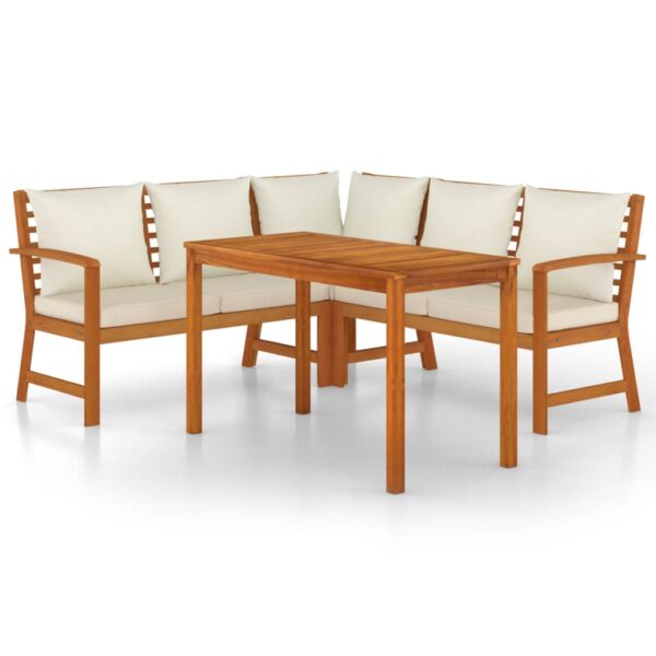 vidaXL 4 Piece Patio Dining Set with Cushions Solid Wood Acacia - Image 2