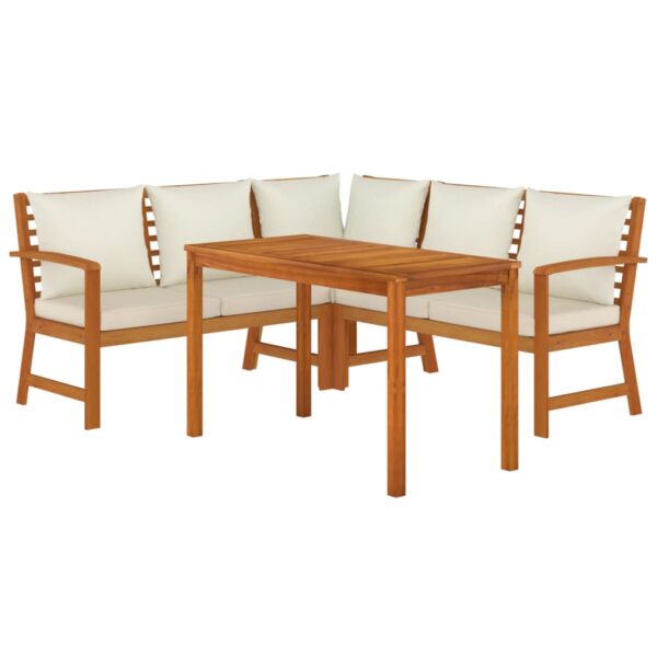 vidaXL 4 Piece Patio Dining Set with Cushions Solid Wood Acacia - Image 3