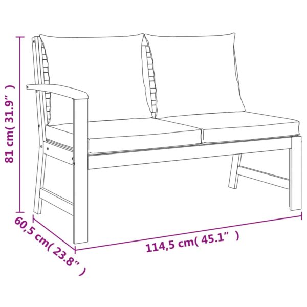 vidaXL 4 Piece Patio Dining Set with Cushions Solid Wood Acacia - Image 8