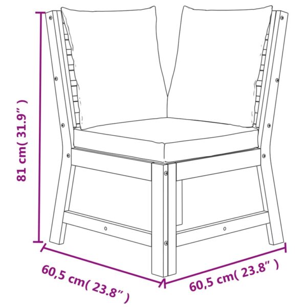 vidaXL 4 Piece Patio Dining Set with Cushions Solid Wood Acacia - Image 10