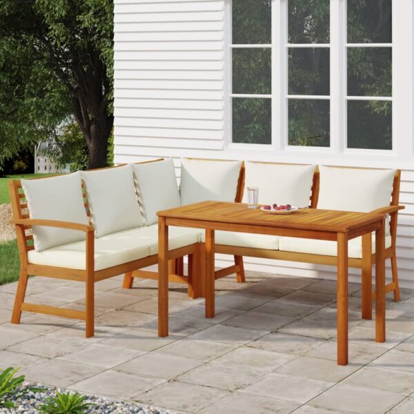 vidaXL 4 Piece Patio Dining Set with Cushions Solid Wood Acacia