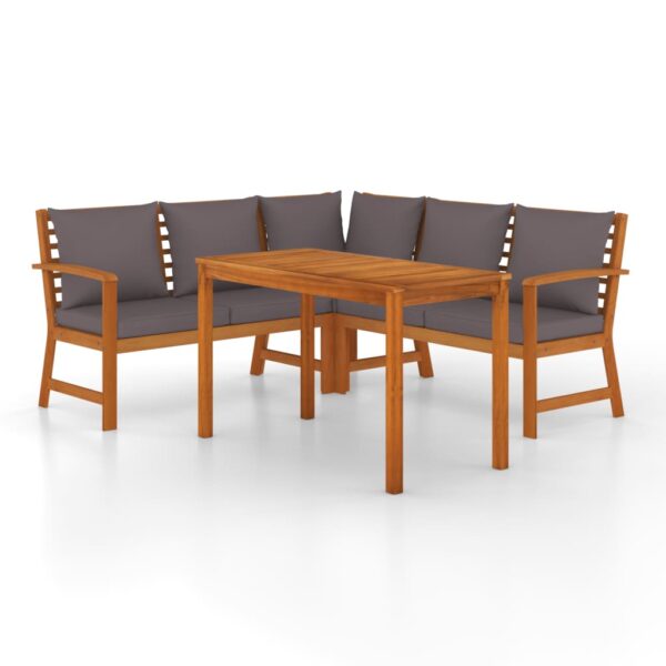 vidaXL 4 Piece Patio Dining Set with Cushions Solid Wood Acacia - Image 2