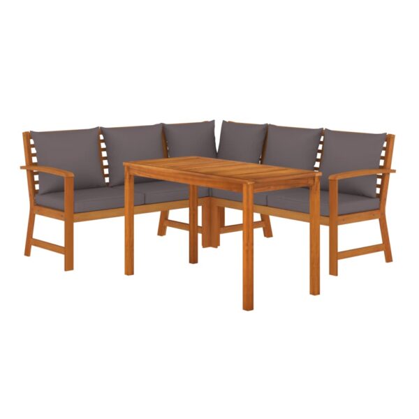 vidaXL 4 Piece Patio Dining Set with Cushions Solid Wood Acacia - Image 3