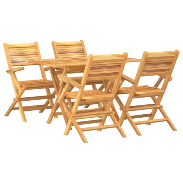 vidaXL 5 Piece Patio Dining Set Solid Wood Teak - Image 2