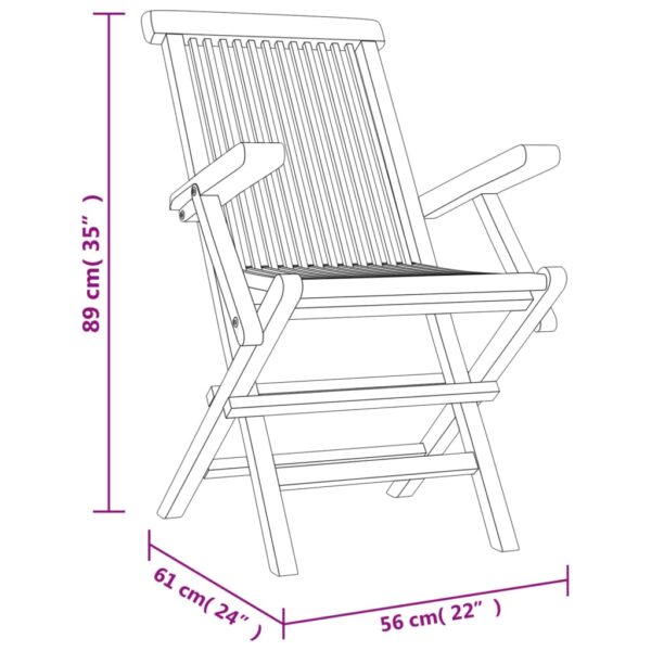 vidaXL 5 Piece Patio Dining Set Gray Solid Wood Teak - Image 9