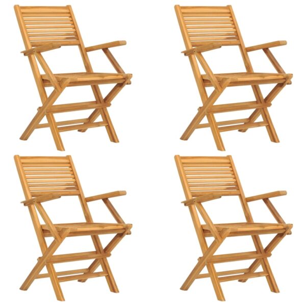 vidaXL Folding Patio Chairs 4 pcs 21.7"x24.4"x35.4" Solid Wood Teak - Image 2