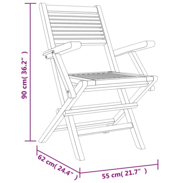 vidaXL Folding Patio Chairs 4 pcs 21.7"x24.4"x35.4" Solid Wood Teak - Image 5