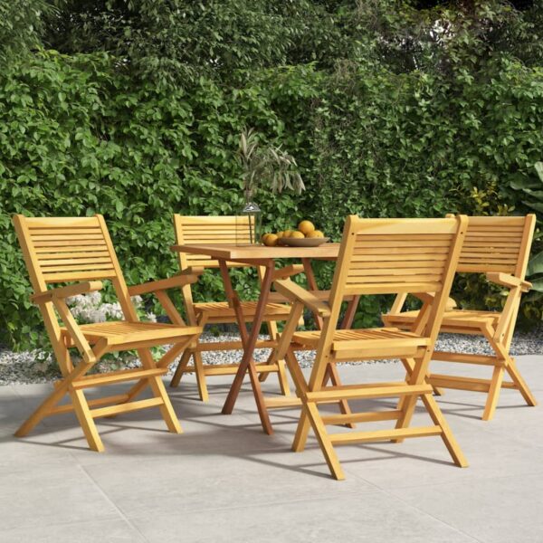 vidaXL Folding Patio Chairs 4 pcs 21.7"x24.4"x35.4" Solid Wood Teak