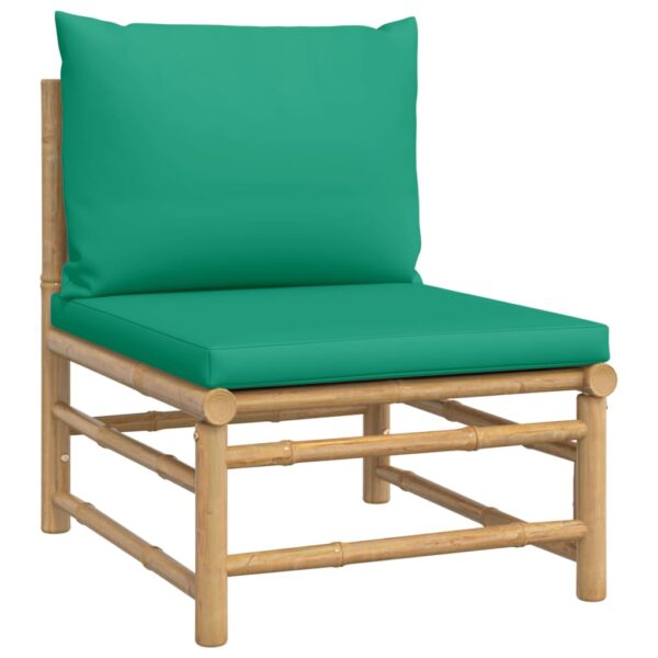 vidaXL 4 Piece Patio Lounge Set with Green Cushions Bamboo - Image 5