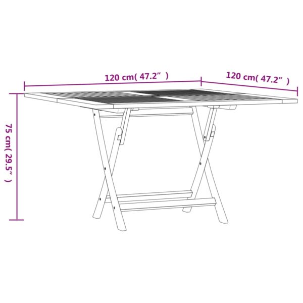 vidaXL Folding Patio Table 47.2"x47.2"x29.5" Solid Wood Teak - Image 8