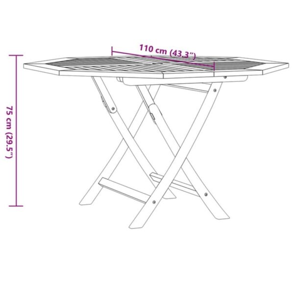 vidaXL Folding Patio Table 43.3"x43.3"x29.5" Solid Wood Teak - Image 8