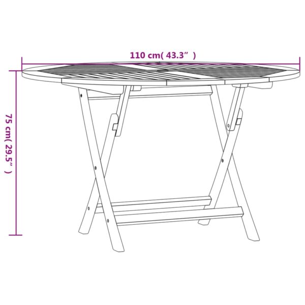 vidaXL Folding Patio Table Ã˜ 43.3"x29.5" Solid Wood Teak - Image 8