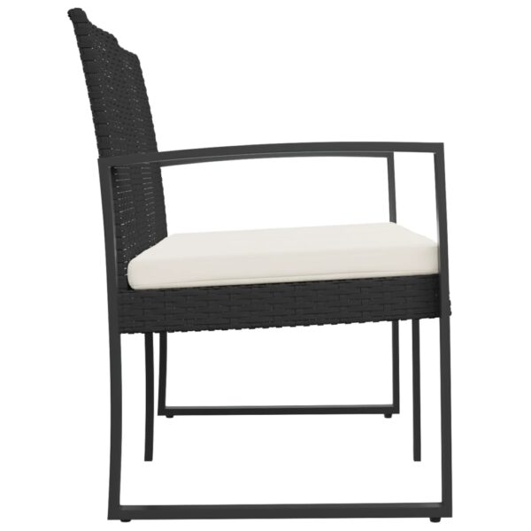 vidaXL 2-Seater Patio Bench with Cushions Black PP Rattan - Image 4