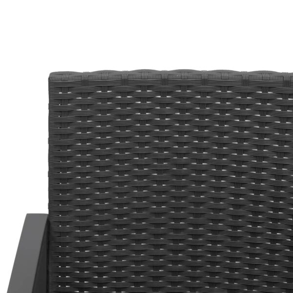 vidaXL 2-Seater Patio Bench with Cushions Black PP Rattan - Image 6