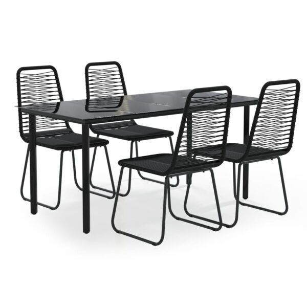 vidaXL 5 Piece Patio Dining Set Black - Image 2