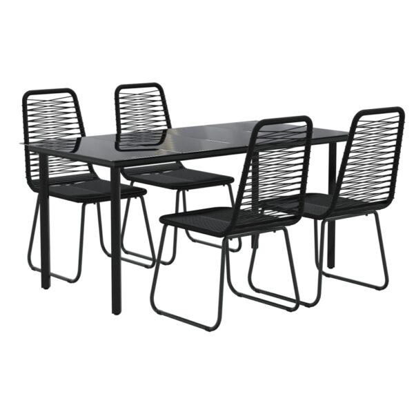 vidaXL 5 Piece Patio Dining Set Black - Image 3